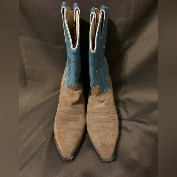 Blue and brown Dan post cowboy boots size 7.5m - Picture 8 of 16